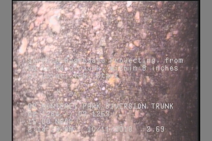 Surface Aggregate Projecting, from 08 to 04 o'clock, within 8 inches of joint: YES, Start