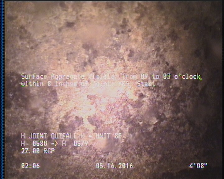 Surface Aggregate Visible, from 09 to 03 o'clock, within 8 inches of joint: YES, Start
