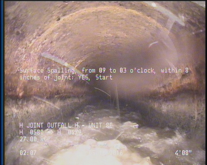 Surface Spalling, from 09 to 03 o'clock, within 8 inches of joint: YES, Start