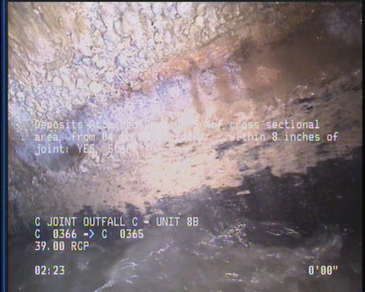 Deposits Attached Grease, 5 %of cross sectional area, from 04 to 08 o'clock, , within 8 inches of joint: YES, Start