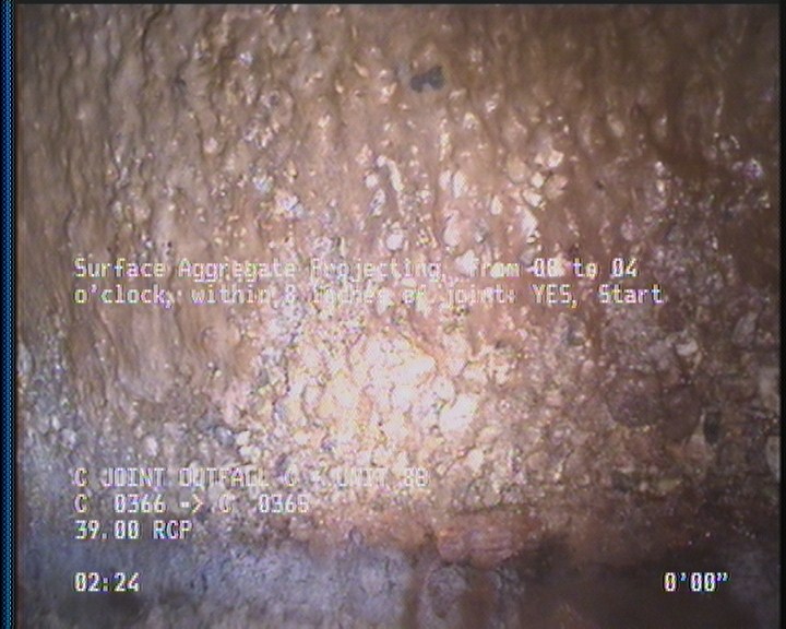 Surface Aggregate Projecting, from 08 to 04 o'clock, within 8 inches of joint: YES, Start