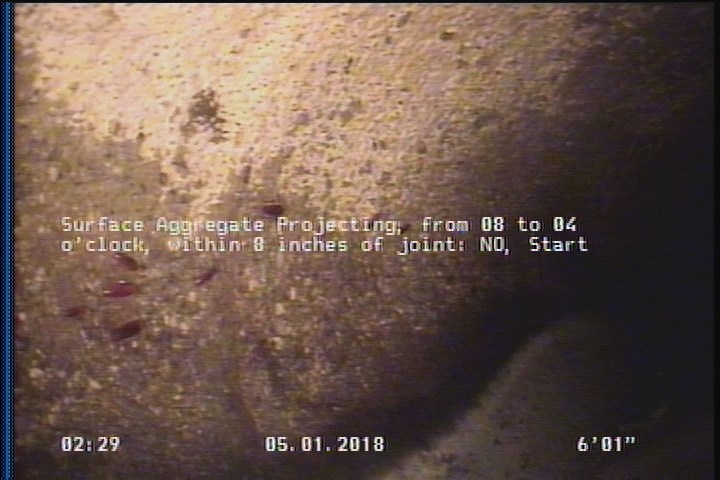 Surface Aggregate Projecting, from 08 to 04 o'clock, within 8 inches of joint: NO, Start