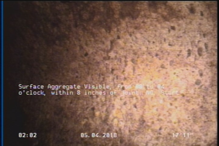Surface Aggregate Visible, from 08 to 04 o'clock, within 8 inches of joint: NO, Start