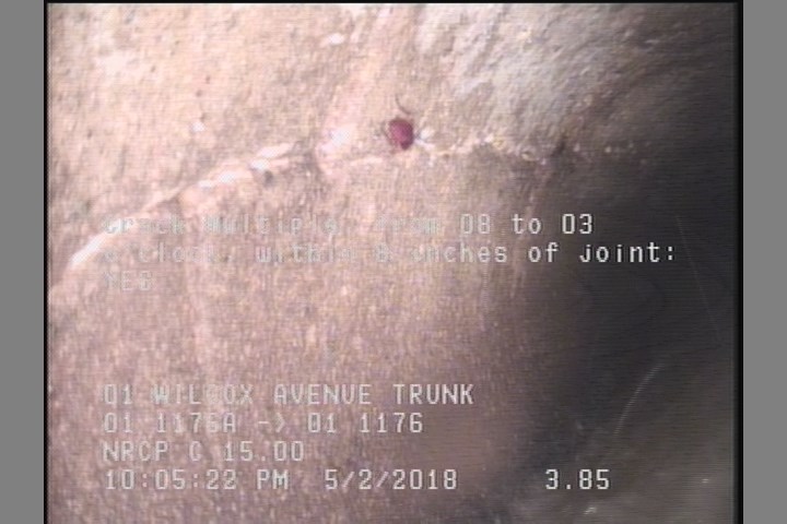 Crack Multiple, from 08 to 03 o'clock, within 8 inches of joint: YES
