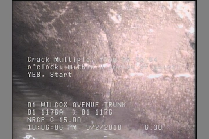 Crack Multiple, from 08 to 04 o'clock, within 8 inches of joint: YES, Start
