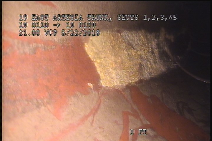 Deposits Attached Grease, 10 %of cross sectional area, from 08 to 04 o'clock, , within 8 inches of joint: YES, Start