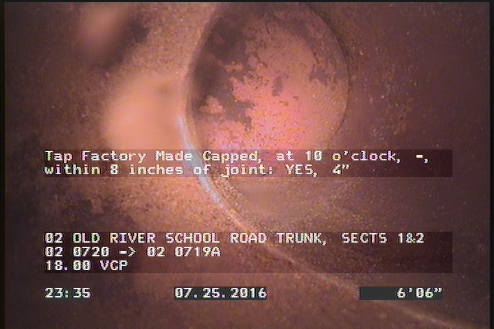 Tap Factory Made Capped, at 10 o'clock, -, within 8 inches of joint: YES, 4"