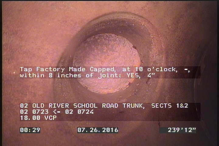 Tap Factory Made Capped, at 10 o'clock, -, within 8 inches of joint: YES, 4"
