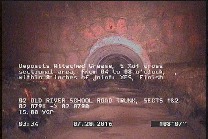 Deposits Attached Grease, 5 %of cross sectional area, from 04 to 08 o'clock, , within 8 inches of joint: YES, Finish