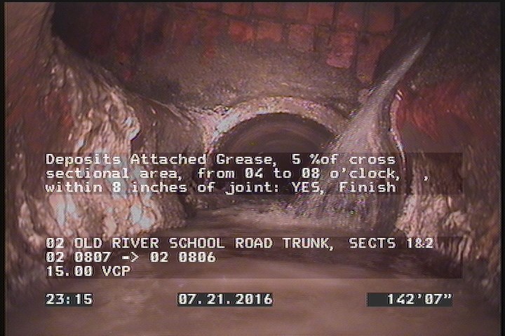 Deposits Attached Grease, 5 %of cross sectional area, from 04 to 08 o'clock, , within 8 inches of joint: YES, Finish