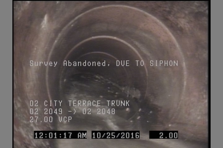 Survey Abandoned - DUE TO SIPHON