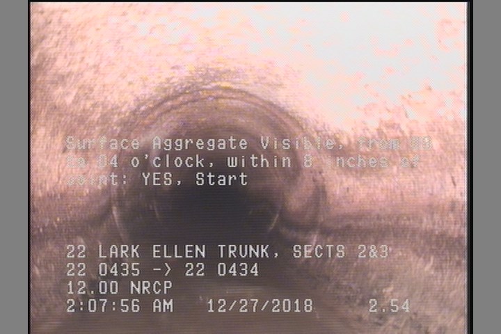 Surface Aggregate Visible, from 08 to 04 o'clock, within 8 inches of joint: YES, Start