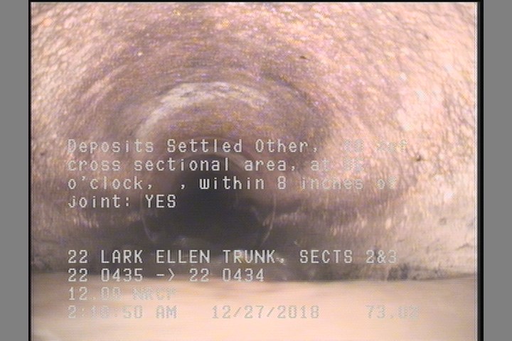 Deposits Settled Other, 10 %of cross sectional area, at 06 o'clock, , within 8 inches of joint: YES