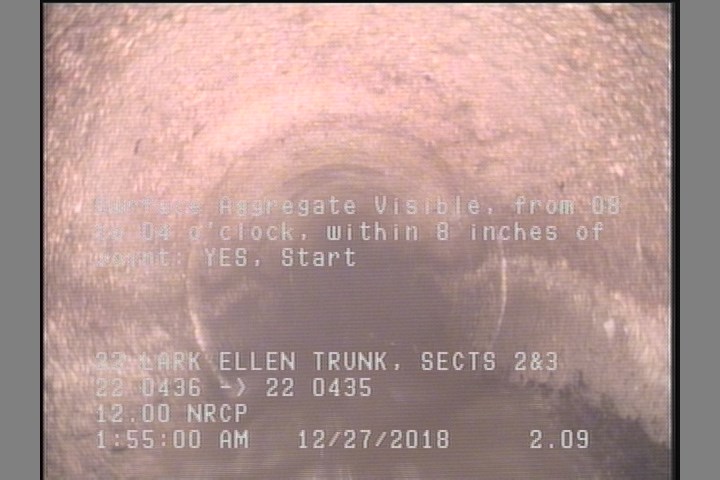 Surface Aggregate Visible, from 08 to 04 o'clock, within 8 inches of joint: YES, Start