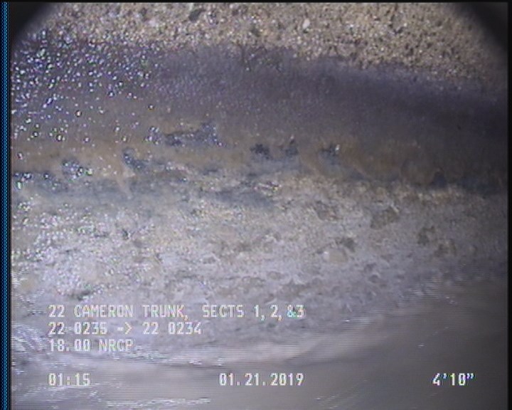 Deposits Attached Grease, 5 %of cross sectional area, from 04 to 08 o'clock, , within 8 inches of joint: YES, Start