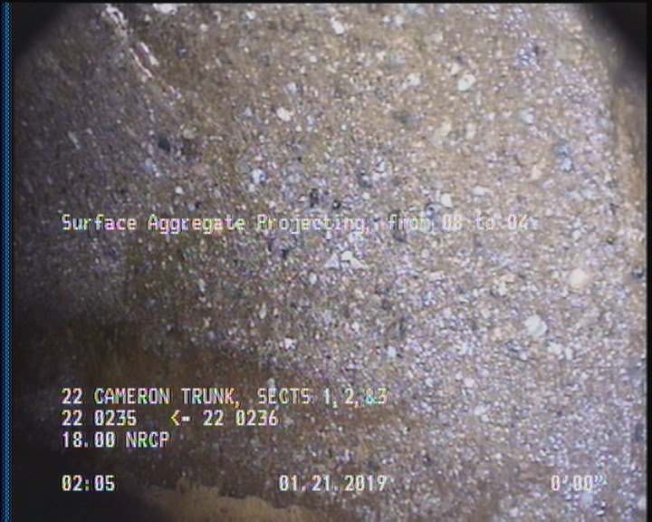 Surface Aggregate Projecting, from 08 to 04 o'clock, within 8 inches of joint: YES, Start
