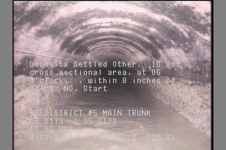 Deposits Settled Other, 10 %of cross sectional area, at 06 o'clock, , within 8 inches of joint: NO, Start
