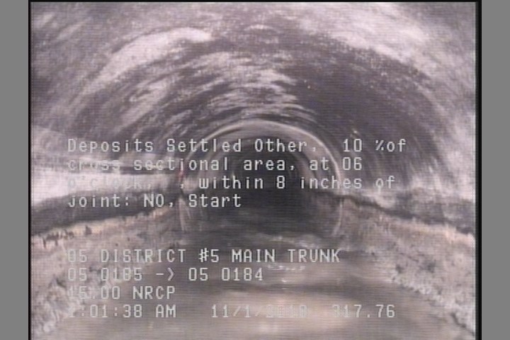 Deposits Settled Other, 10 %of cross sectional area, at 06 o'clock, , within 8 inches of joint: NO, Start