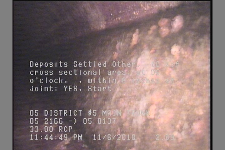 Deposits Settled Other, 10 %of cross sectional area, at 06 o'clock, , within 8 inches of joint: YES, Start