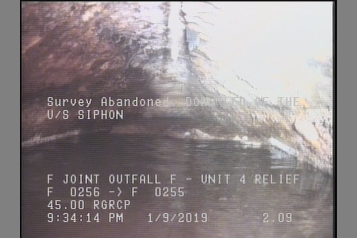 Survey Abandoned - DOWN LEG OF THE U/S SIPHON