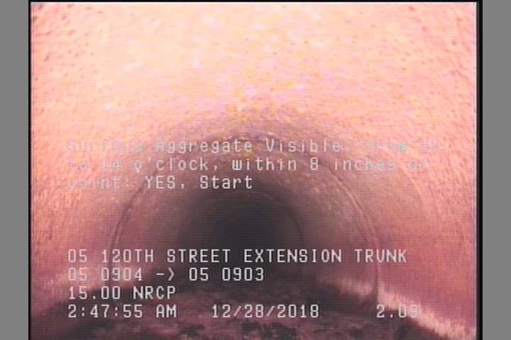 Surface Aggregate Visible, from 08 to 04 o'clock, within 8 inches of joint: YES, Start