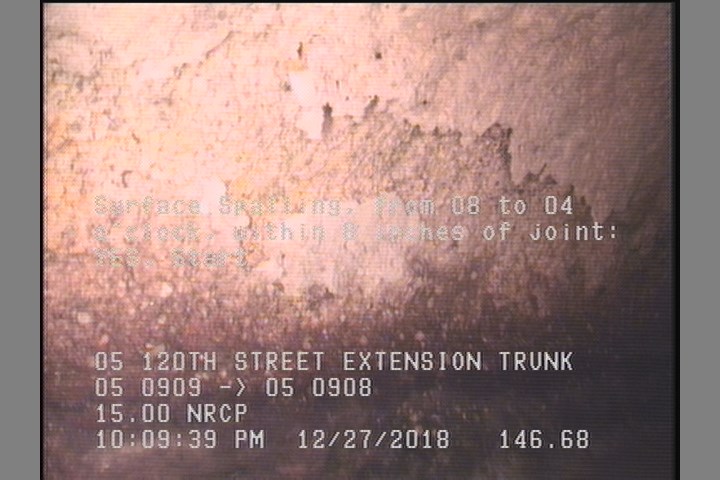 Surface Spalling, from 08 to 04 o'clock, within 8 inches of joint: YES, Start