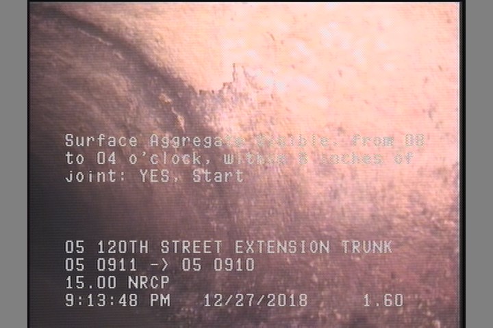 Surface Aggregate Visible, from 08 to 04 o'clock, within 8 inches of joint: YES, Start