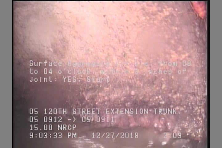 Surface Aggregate Visible, from 08 to 04 o'clock, within 8 inches of joint: YES, Start