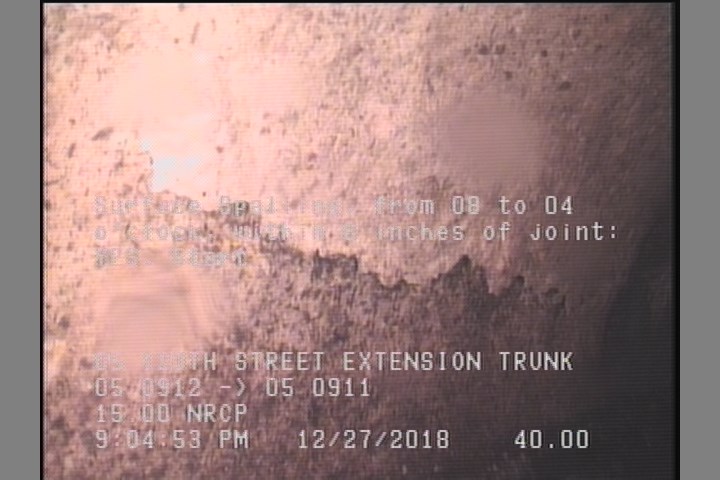 Surface Spalling, from 08 to 04 o'clock, within 8 inches of joint: YES, Start