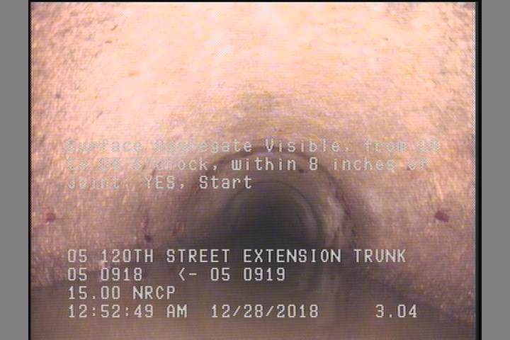 Surface Aggregate Visible, from 08 to 04 o'clock, within 8 inches of joint: YES, Start