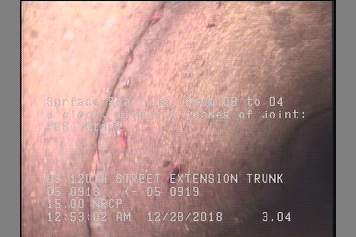 Surface Spalling, from 08 to 04 o'clock, within 8 inches of joint: YES, Start