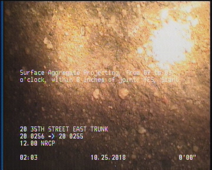 Surface Aggregate Projecting, from 09 to 03 o'clock, within 8 inches of joint: YES, Start