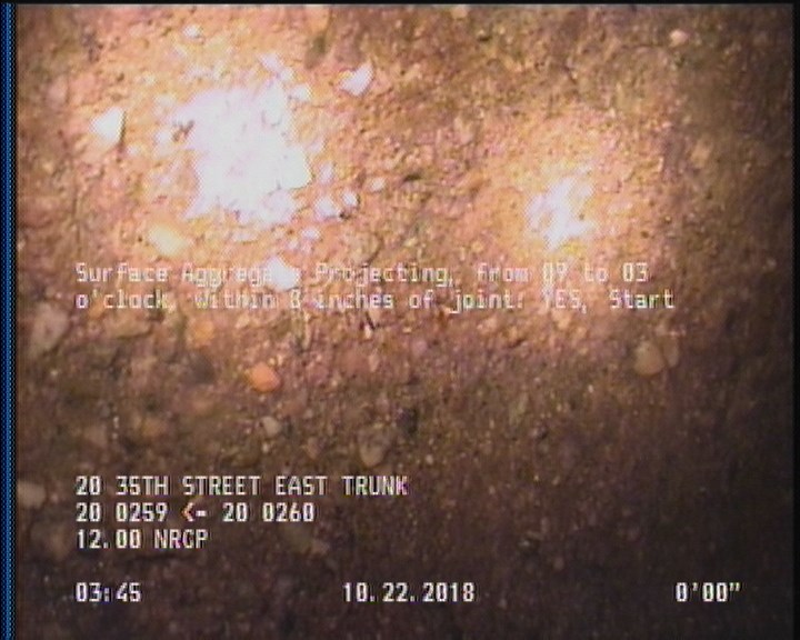 Surface Aggregate Projecting, from 09 to 03 o'clock, within 8 inches of joint: YES, Start