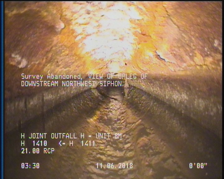 Survey Abandoned - VIEW OF UPLEG OF DOWNSTREAM NORTHWEST SIPHON.