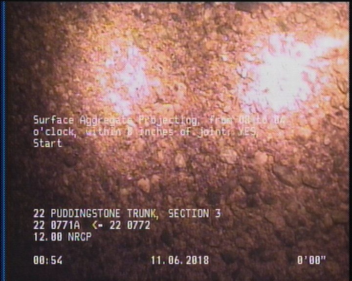 Surface Aggregate Projecting, from 08 to 04 o'clock, within 8 inches of joint: YES, Start