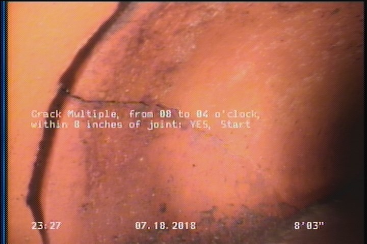 Crack Multiple, from 08 to 04 o'clock, within 8 inches of joint: YES, Start