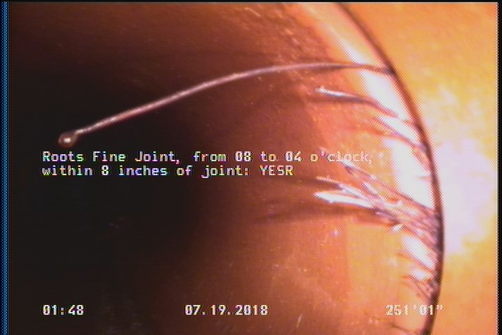 Roots Fine Joint, from 08 to 04 o'clock, within 8 inches of joint: YESR