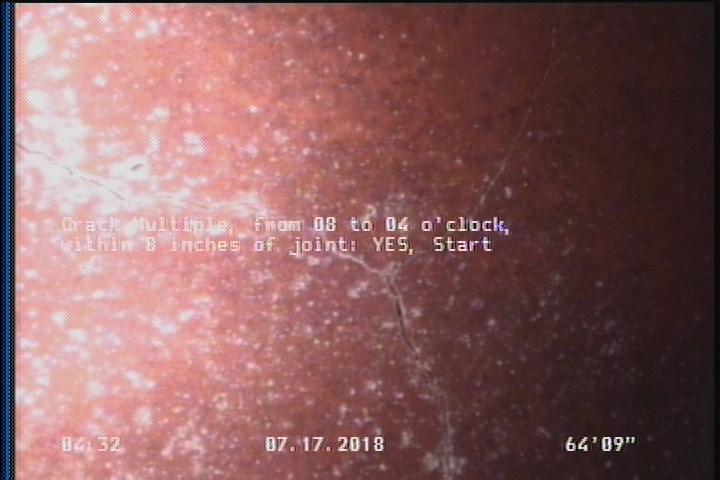 Crack Multiple, from 08 to 04 o'clock, within 8 inches of joint: YES, Start