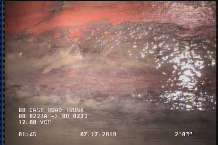 Deposits Attached Grease, 5 %of cross sectional area, from 04 to 08 o'clock, , within 8 inches of joint: YES, Start