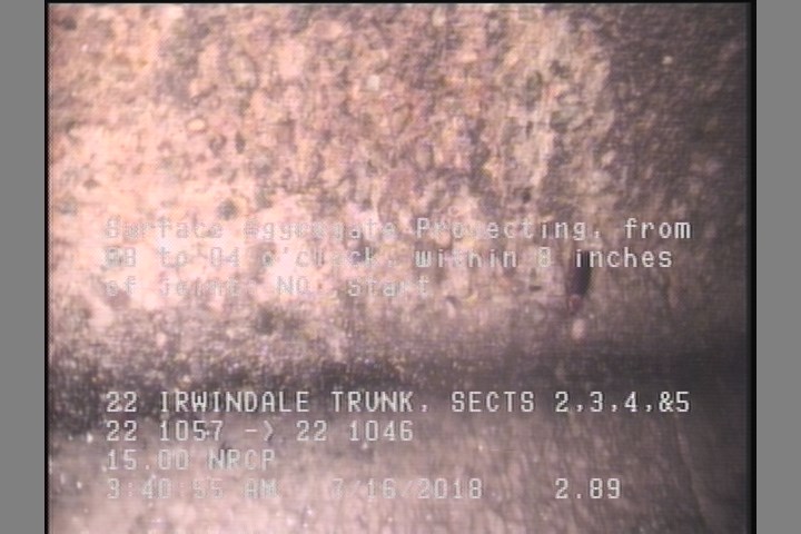 Surface Aggregate Projecting, from 08 to 04 o'clock, within 8 inches of joint: NO, Start