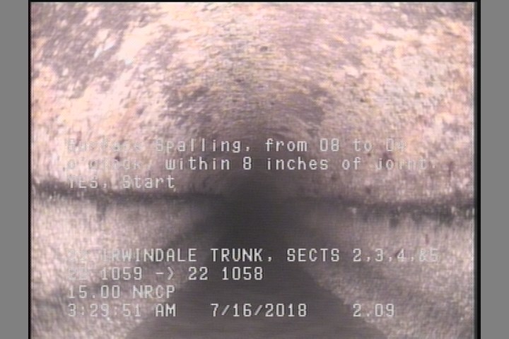 Surface Spalling, from 08 to 04 o'clock, within 8 inches of joint: YES, Start