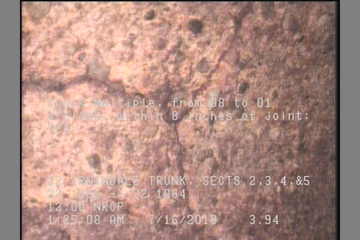 Crack Multiple, from 08 to 01 o'clock, within 8 inches of joint: YES