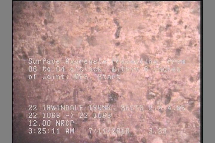 Surface Aggregate Projecting, from 08 to 04 o'clock, within 8 inches of joint: YES, Start