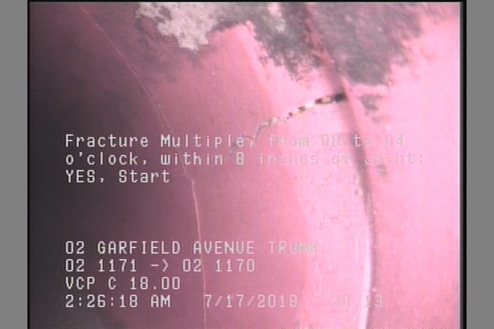 Fracture Multiple, from 08 to 04 o'clock, within 8 inches of joint: YES, Start