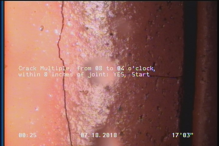 Crack Multiple, from 08 to 04 o'clock, within 8 inches of joint: YES, Start