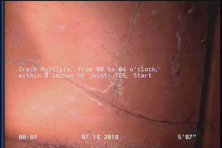 Crack Multiple, from 08 to 04 o'clock, within 8 inches of joint: YES, Start