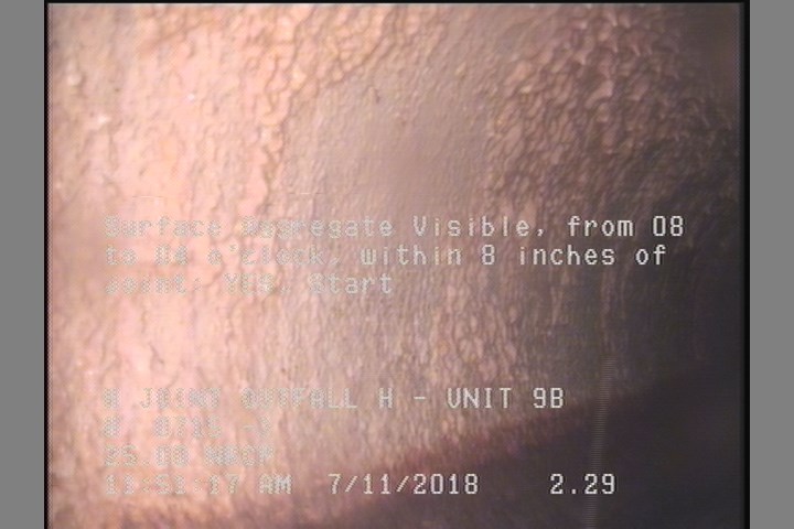 Surface Aggregate Visible, from 08 to 04 o'clock, within 8 inches of joint: YES, Start
