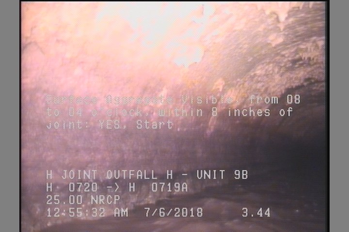 Surface Aggregate Visible, from 08 to 04 o'clock, within 8 inches of joint: YES, Start