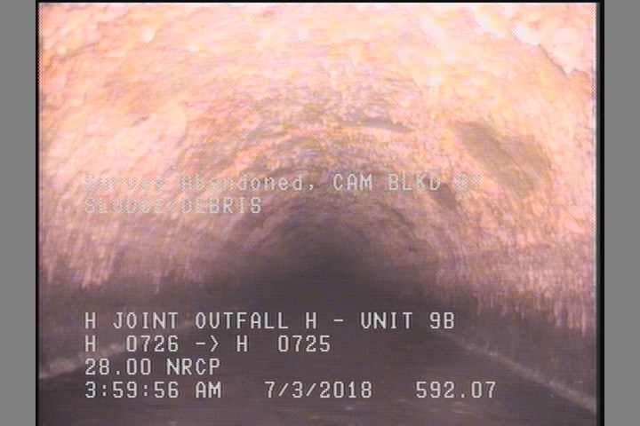 Survey Abandoned - CAM BLKD BY SLUDGE/DEBRIS