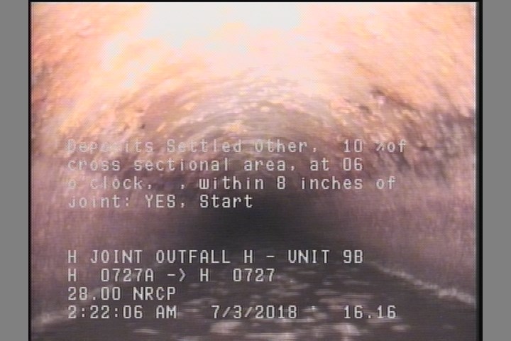 Deposits Settled Other, 10 %of cross sectional area, at 06 o'clock, , within 8 inches of joint: YES, Start
